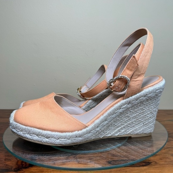 STUART WEITZMAN Mykonos canvas wedge espadrilles - orange mango - size 9 - Picture 2 of 15